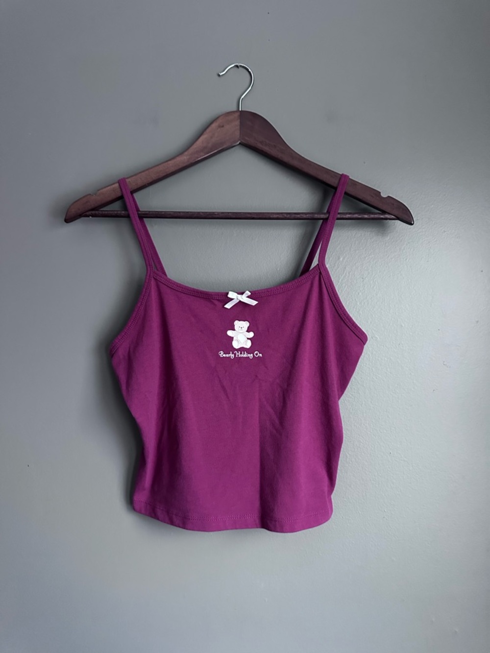 Wild Fable Graphic Bear Tank Top Size Small Burgundy Cotton Cami Top